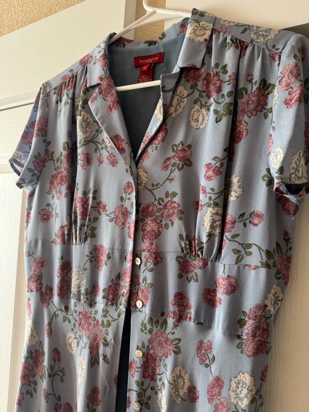 Sundance Blue Floral Short-Sleeve Maxi Dress